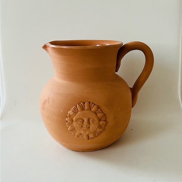Other - Terracotta Sun Motif Pitcher from Italy